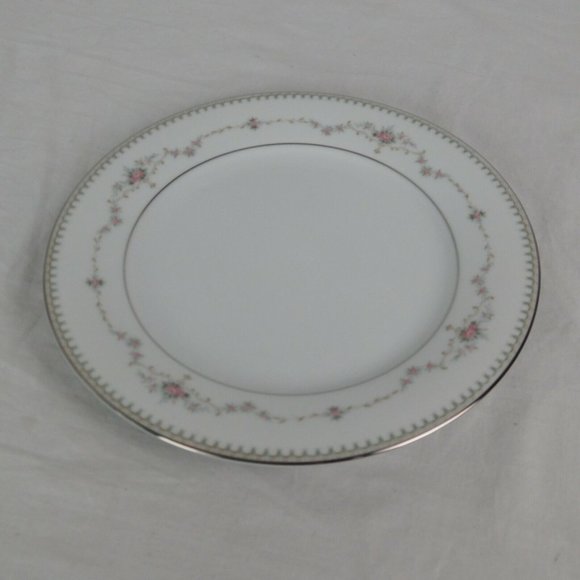 Noritake China 6102 Fairmont Pink Roses Floral Platinum Trim Salad Plate 8.25" - Picture 3 of 6